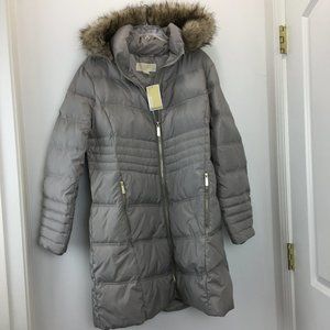 NEW Michael Michael Kors Women Hooded Puffer Down Waterfowl Feathers  Jacket L